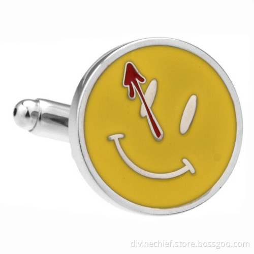 Round Shape Copper Cufflinks Wholesale High Quality Sweet Smile Cufflinks For Men